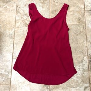 Express Magenta Cross Cross Back Satin Top